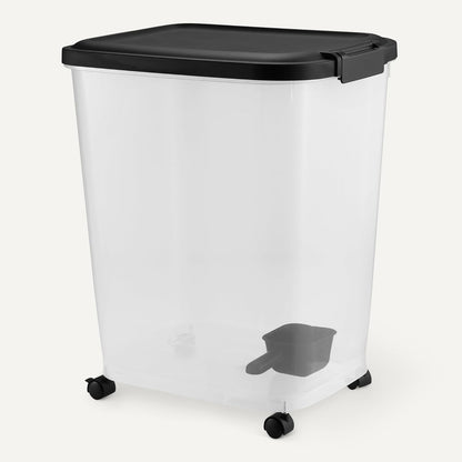 Amazon Basics Pet Food Storage Container with Wheels, BPA-Free, Detachable Scoop, 30lbs Capacity, Reliable Seal