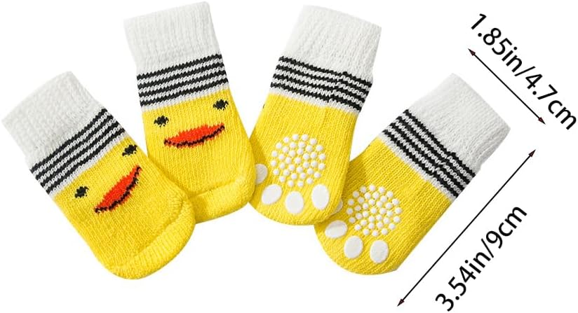 4 Pairs Dog Socks for Small Dogs, Anti Slip Dog Socks, Dog Grip Socks, Soft Pet Puppy Doggie Socks to Prevent Licking, Non Slip Paw Protection for Hardwood Floors Indoor Outdoor (S)