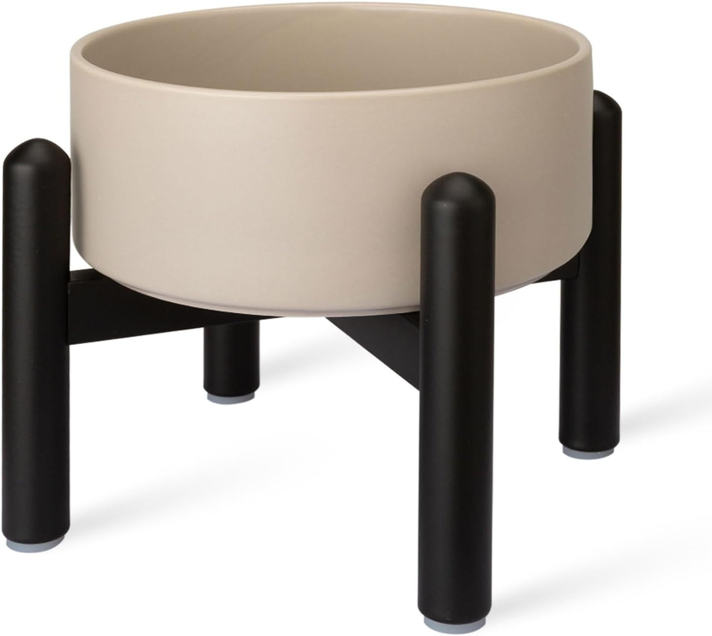 Raised Ceramic Dog Bowl Set - Elevated Double Dishes with Stainless Steel Stand - Food and Water Bowls for Small to Medium Dogs - Each Holds 3.5 Cups (29.57 fl oz) - White