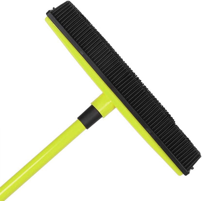 Pet Hair Sweeper, Rubber Broom Pet Hair Lint Removal Device with Telescopic Bristles Sweep Cleaner 27 to 47 Inches Adjustable Length Rubber Bristles TPE Scraper for Carpet Tile Hardwood Linoleum