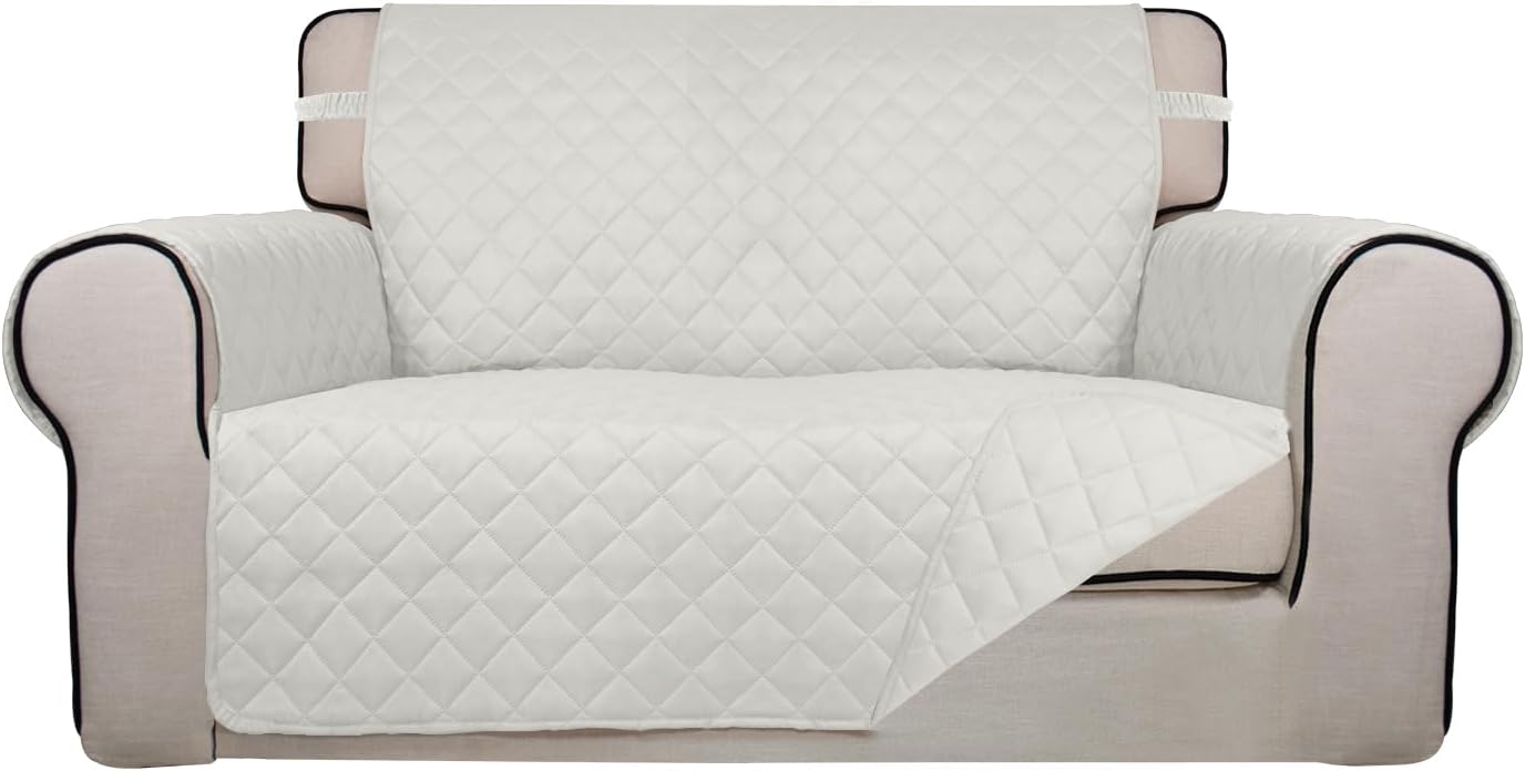 PureFit Reversible Quilted Sofa Cover, Water Resistant Slipcover Furniture Protector, Washable Couch Cover with Non Slip and Elastic Straps for Kids, Dogs, Pets (Sofa, Gray/Light Gray) - Colors A
