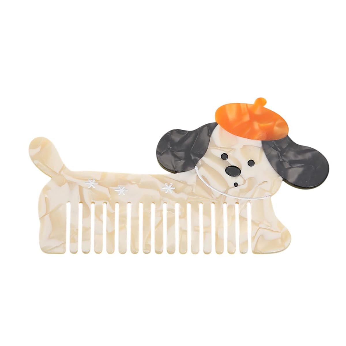 Cute Cap Dog Combs,Acetate Hair Comb for Women,Puppy Shaped Wide Tooth Comb for Curly & Thick Hair