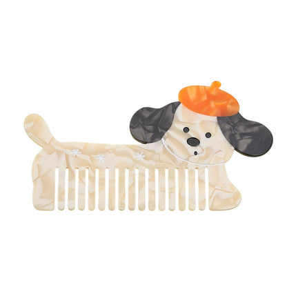 Cute Cap Dog Combs,Acetate Hair Comb for Women,Puppy Shaped Wide Tooth Comb for Curly & Thick Hair