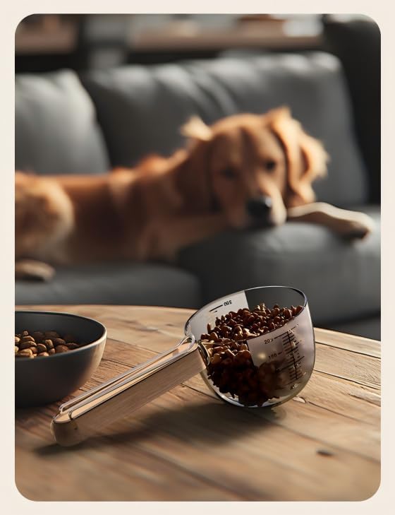 Personalized Dog & Cat Food Measuring Spoon,Engraved Pet Name Wooden Handle Scoop Sealing Clip Design