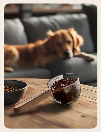 Personalized Dog & Cat Food Measuring Spoon,Engraved Pet Name Wooden Handle Scoop Sealing Clip Design