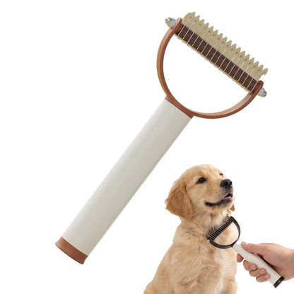 Double Sided Dematting Comb for Cats & Dogs, Undercoat Rake, Safe Deshedding Grooming Tool, Gentle Matt Remover Detangler for Long Thick Haired Pets, Ergonomic Pet Grooming Brush (Black)