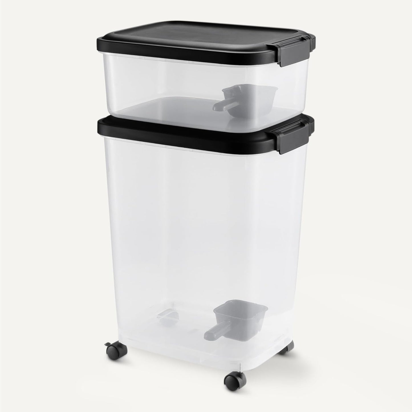 Amazon Basics Pet Food Storage Container with Wheels, BPA-Free, Detachable Scoop, 30lbs Capacity, Reliable Seal