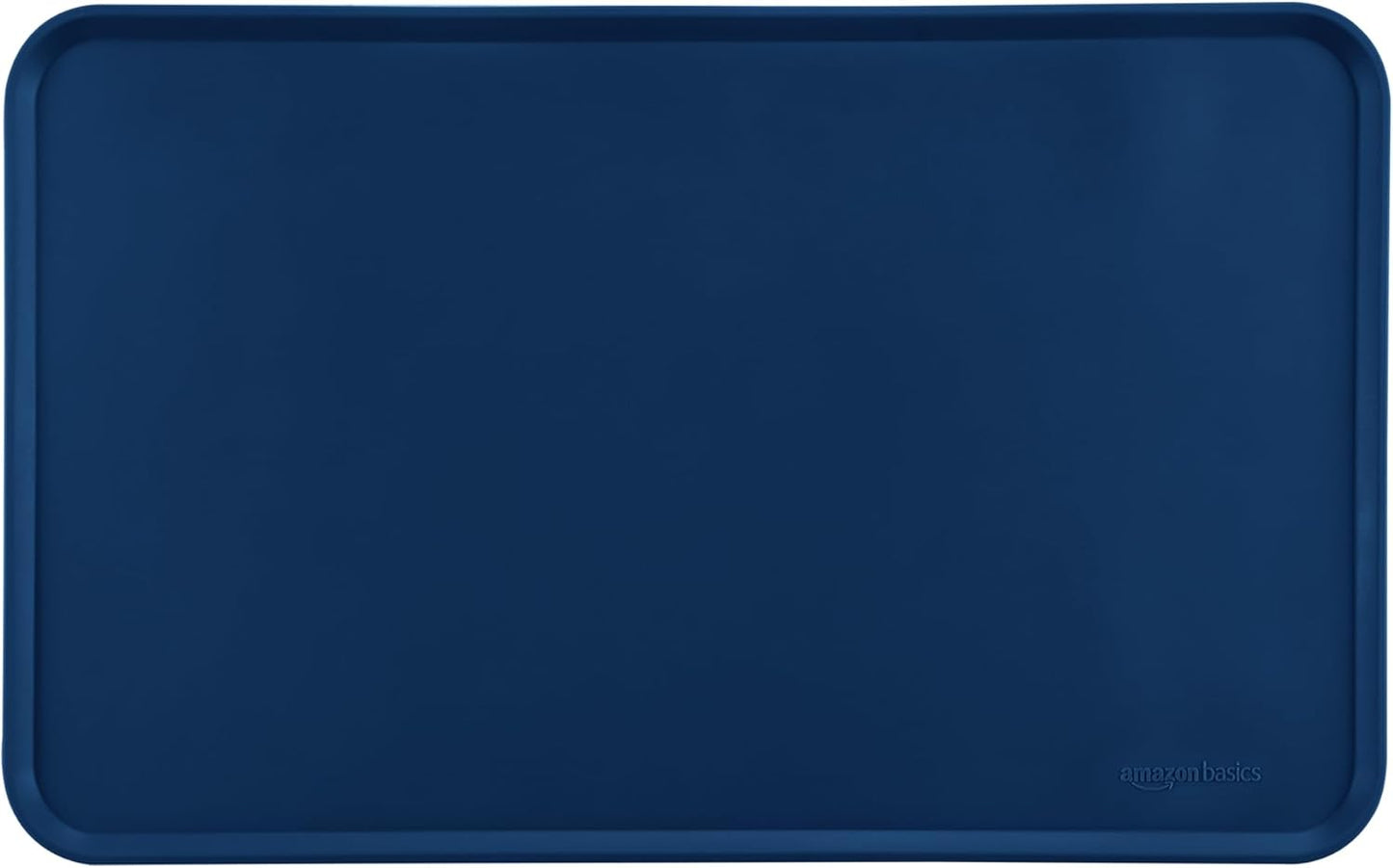 Amazon Basics Waterproof Non-Slip Silicone Pet Feeding Mat with Raised Edges for Food and Water Bowls, Easy to Clean Pet Placemat to Protect Floors, 18.5" x 11.5", Black