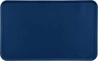 Amazon Basics Waterproof Non-Slip Silicone Pet Feeding Mat with Raised Edges for Food and Water Bowls, Easy to Clean Pet Placemat to Protect Floors, 18.5" x 11.5", Black