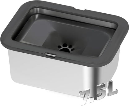 Marchul 10L Stainless Steel No Spill Water Bowl for Dogs, Slow Water Bowl for Large Dogs Anti Slip, No Splash Mess Proof Water Dispenser for Sloppy Drinkers Indoor Outdoor