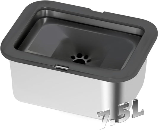Marchul 10L Stainless Steel No Spill Water Bowl for Dogs, Slow Water Bowl for Large Dogs Anti Slip, No Splash Mess Proof Water Dispenser for Sloppy Drinkers Indoor Outdoor