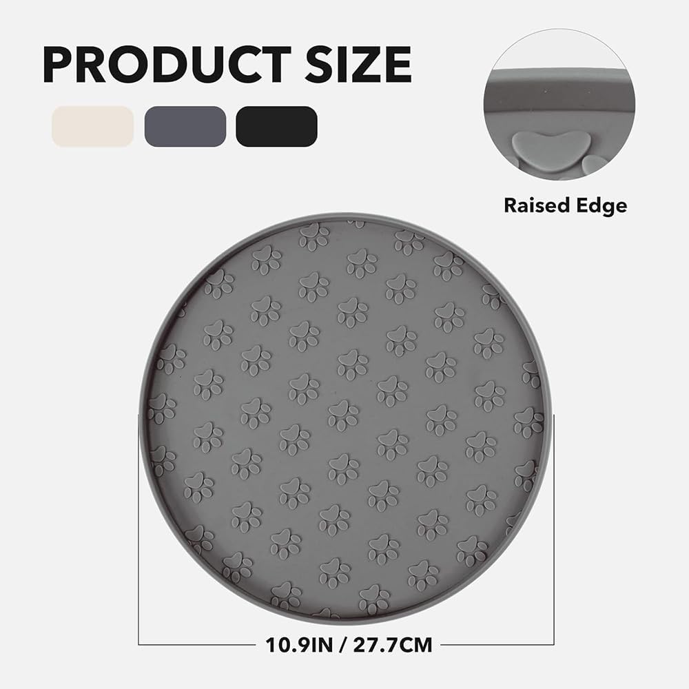Pet Feeding Mat, Waterproof, Raised Edges to Prevent Spills, Easy Clean in Dishwasher, Dogs and Cats Placemat Tray to Stop Food and Water Bowl Messes on Floor(1Pack Beige)