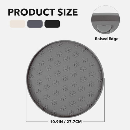 Pet Feeding Mat, Waterproof, Raised Edges to Prevent Spills, Easy Clean in Dishwasher, Dogs and Cats Placemat Tray to Stop Food and Water Bowl Messes on Floor(1Pack Beige)
