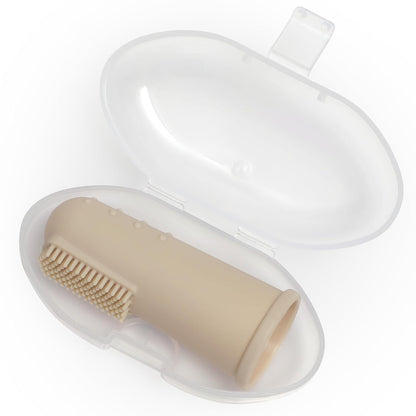 Baby Finger Toothbrush with Case, Food Grade Silicone, BPA Free, 2-Pack (Sage+Ether)