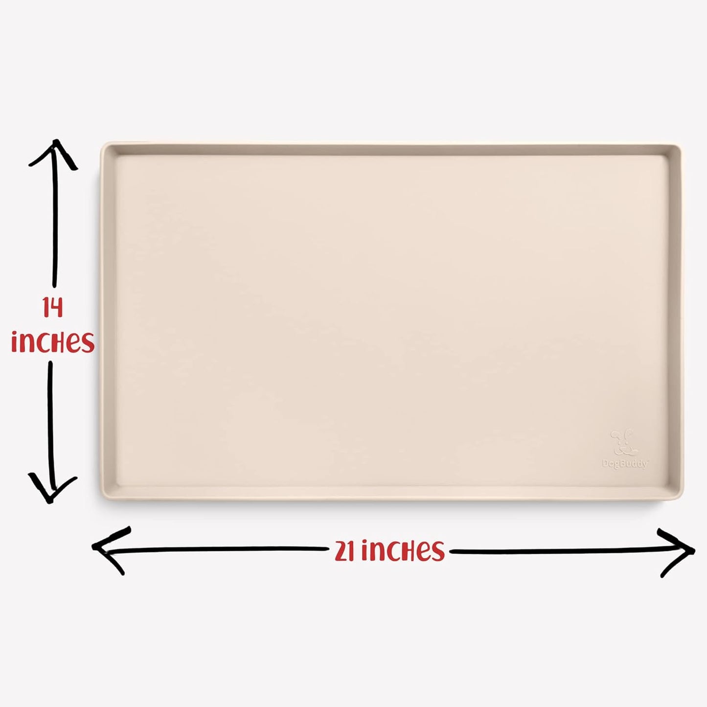 DogBuddy Dog Food Mat – Waterproof Dog Bowl Mat for Food and Water, Silicone Pet Feeding Mats for Floors, Non-Slip Placemat with High Edges for Dogs Bowls, Puppy Essentials (L: 24" x 16", Shadow)