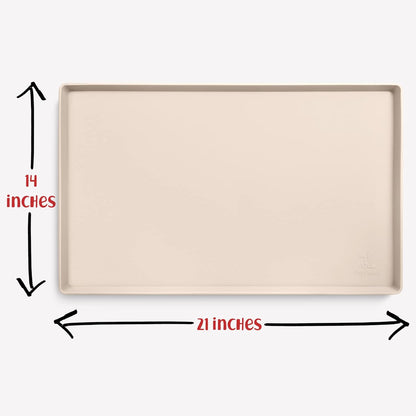 DogBuddy Dog Food Mat – Waterproof Dog Bowl Mat for Food and Water, Silicone Pet Feeding Mats for Floors, Non-Slip Placemat with High Edges for Dogs Bowls, Puppy Essentials (L: 24" x 16", Shadow)