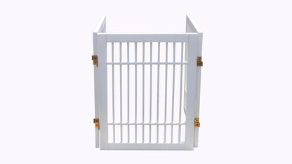 Urnporium Freestanding Wooden Dog Gate for Doorways – Foldable Acacia Wood Pet Gate, No Drill Portable Indoor/Outdoor Puppy Fence Barrier (White Pet Gate, 3 Panel 24" Tall)
