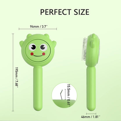 Pet Demon Brush, Cute Self Cleaning Slicker Brush for Dogs Cats Puppy Rabbit, Professional Pet Grooming Hair Removal Tool for Short & Long Hair