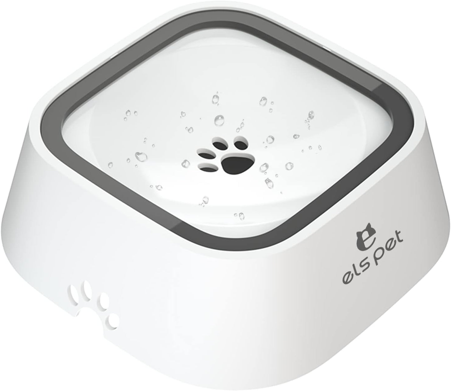 ELS PET Travel Bowl, No Spill, No Drip Slow Water Feeder/Dispenser for Dogs, Cats, 35oz/1L, Splash Proof Travel Bowl for Crate and Car, Keeps Floor & Beard Dry, Dishwasher Safe (Grey)