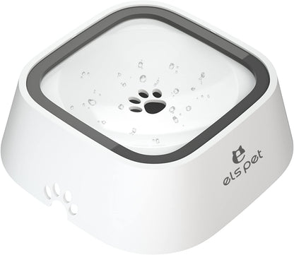 ELS PET Travel Bowl, No Spill, No Drip Slow Water Feeder/Dispenser for Dogs, Cats, 35oz/1L, Splash Proof Travel Bowl for Crate and Car, Keeps Floor & Beard Dry, Dishwasher Safe (Grey)