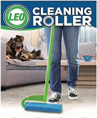 Leo 10-Inch Wide Lint Roller with Extendable Handle, Includes 1 Refill (25 Sheets), Extra Sticky for Pet Hair, Carpet & Floor Cleaning (1 Mega Roller)