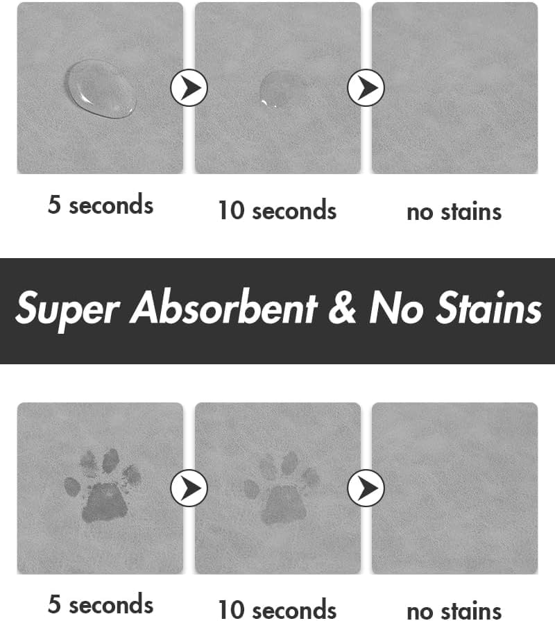 Absorbent Dog Food Mat-Cat Dog Mat for Food and Water Bowl, Quick Dry Pet Food Mat, No Stains Dog Feeding mat, Dog Accessories Pet Supplies Mat-Dog Water Bowl Mat for Messy Drinkers