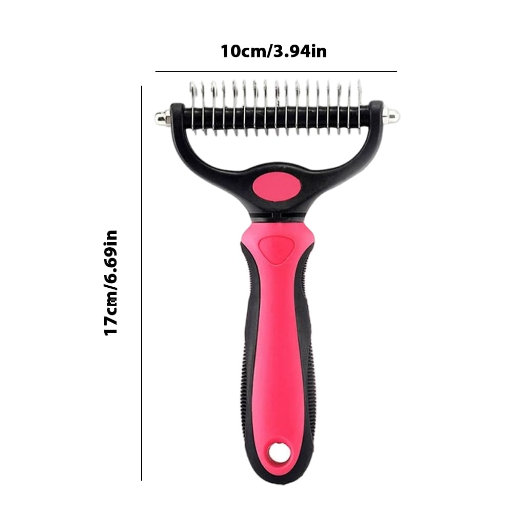 Pet Grooming Tool for Dogs & Cats, Double Sided Deshedding Brush with Undercoat Rake, Dematting Comb for Long Thick Coats, Pet Hair Removal Grooming Comb for Shedding & Detangling (1, Blue, Large)