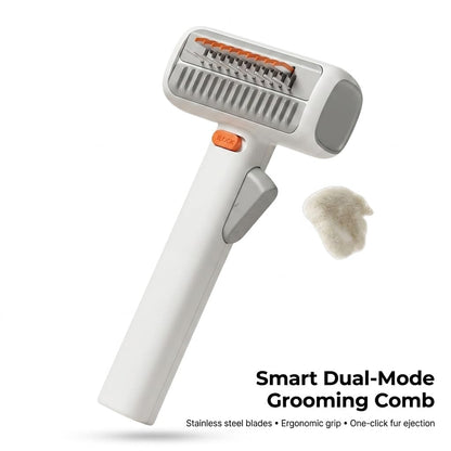2-in-1 Pet Self Detangling Grooming Comb, Professional Dematting Tool & Undercoat Rake for Long Haired Dogs and Cats, Gentle Deshedding Brush to Remove Mats Tangles and Loose Fur.