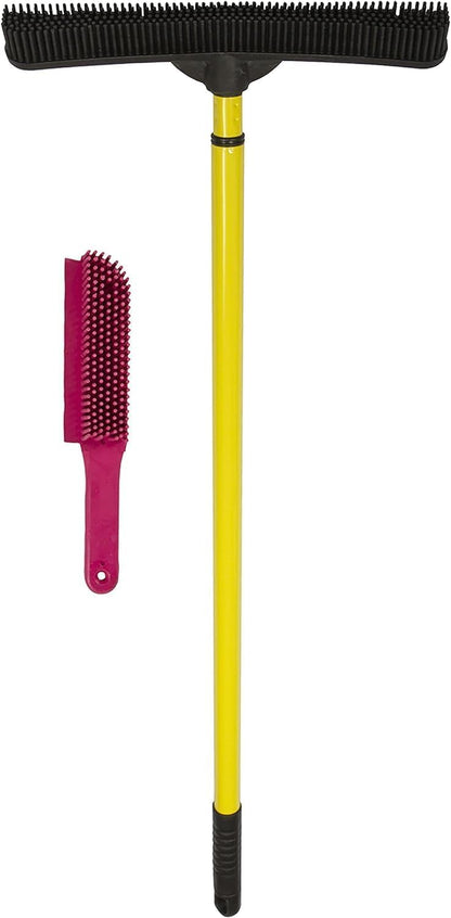 FURemover Pet Hair Removal Rubber Broom, 58" Telescopic Handle