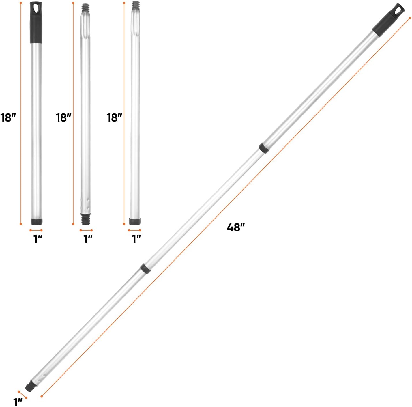 Rubber Bristle Broom for Floors Salon Broom, Rubber Squeegee Broom, Rug Broom, Rubber Rake for Human Hair, Pet Hair, Fur, Lint, Liquid, with 3-Part Handle, Grey