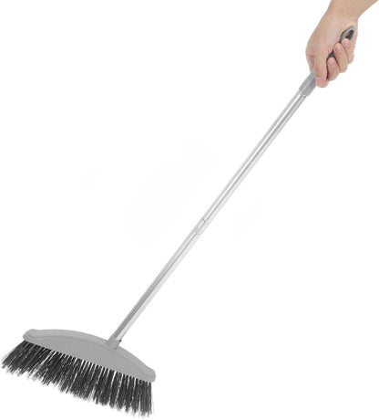 BESTonZON Pet Hair Broom with Large Plastic Angle Head Household Sweep Broom for Indoor and Outdoor Floor Cleaning Nordic Gray Long Handle for Efficient Hair and Garbage Removal
