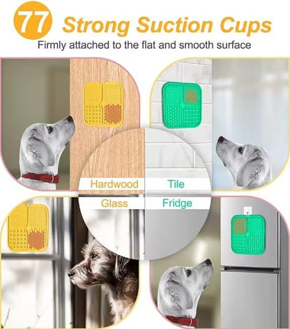 Lick Mat for Dogs and Cats, Food Grade Silicone Slow Feeder Mat with Strong Suction for Grooming, Bathing and Anxiety Relief, BPA-Free Pet Feeding Mat for Dental Care