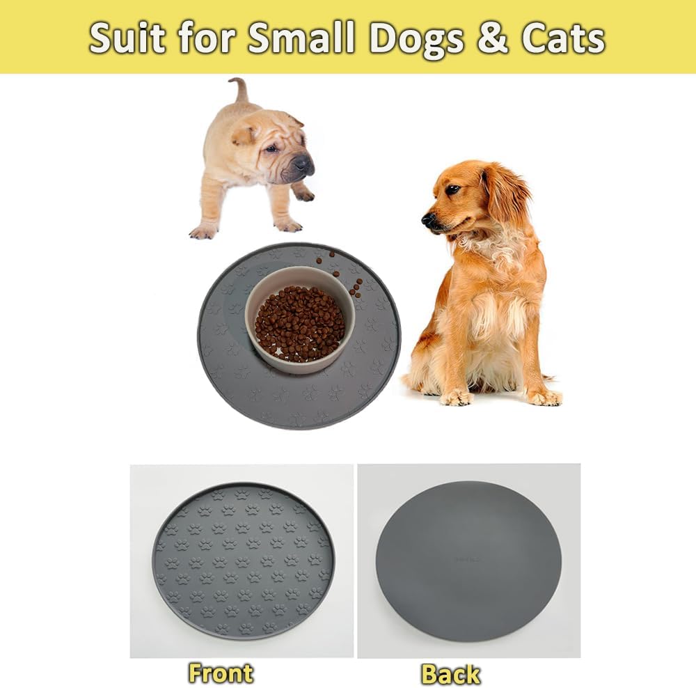 Pet Feeding Mat, Waterproof, Raised Edges to Prevent Spills, Easy Clean in Dishwasher, Dogs and Cats Placemat Tray to Stop Food and Water Bowl Messes on Floor(1Pack Beige)