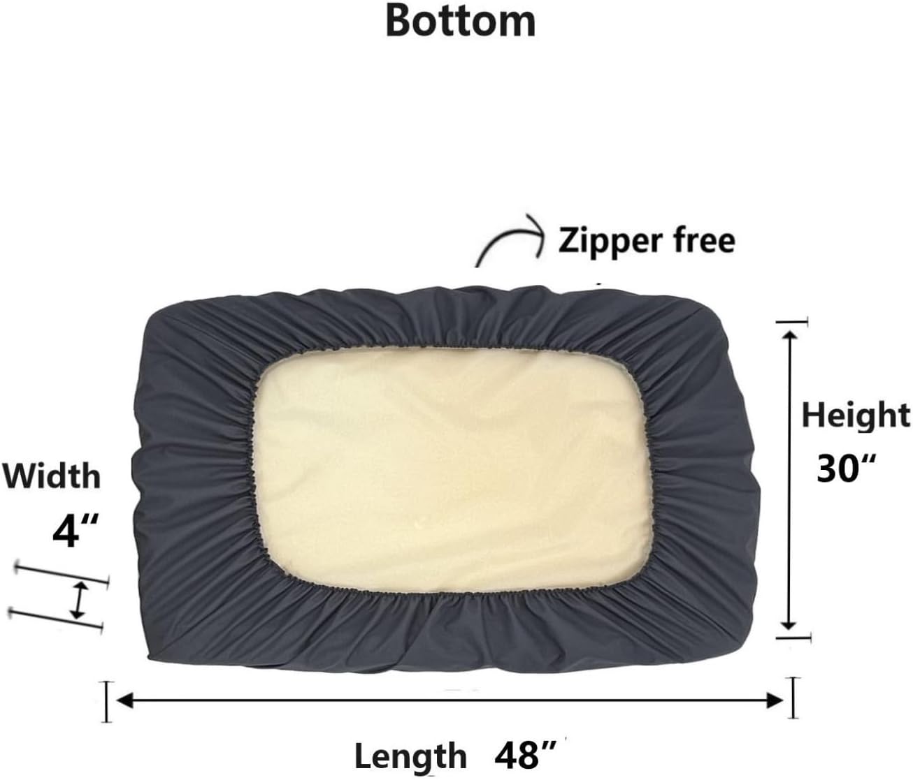 Grey Waterproof Dog Bed Slip Cover Dog Bed Liner Elastic 42 x 30 Inch