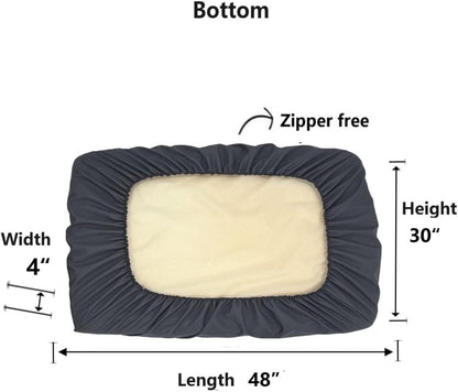 Grey Waterproof Dog Bed Slip Cover Dog Bed Liner Elastic 42 x 30 Inch