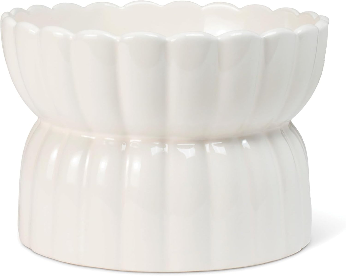 Fringe Studio Matte Speckled Green Medium Raised Stoneware Feeder W/Stainless Steel Insert (7" Diameter x 5.5" H, 26 fl.oz.), PetShop Collection (453MD001)