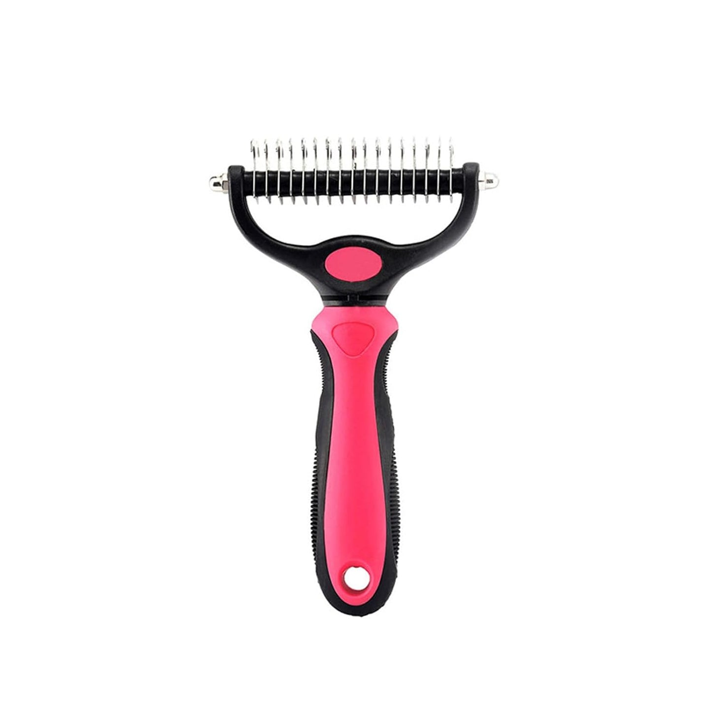 Sakerplus Dog Brush Tool Dog Brush for Shedding, Dual-Sided 9/17 Teeth Deshedding Dogs Brushes, Undercoat Rake for Dogs and Cat Brush (2, Pink, Large+Small)