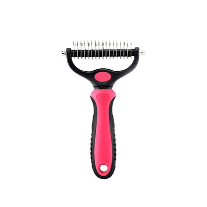 Sakerplus Dog Brush Tool Dog Brush for Shedding, Dual-Sided 9/17 Teeth Deshedding Dogs Brushes, Undercoat Rake for Dogs and Cat Brush (2, Pink, Large+Small)