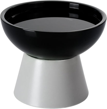 LoeJan Elevated Cat Food and Water Bowls Set, Extra Wide and Raised Ceramic Bowls, Anti-Vomit Whisker-Free Pressure Cat Feeder for Kittens to Adult Cats and Small Dogs (White, Water Bowl)