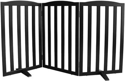 Freestanding Dog Gate Indoor,Doggie Gate Foldable Dog Gates for Doorways,Stairs or Hallways, Wooden White Pet Gate for the House, Pet Fence with Support Feet Included,24 "Height-4 Panels