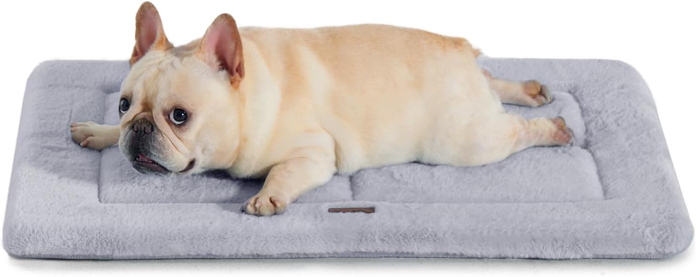 Made4Pets Dog Crate Pad Bed for Medium Large Dogs, Washable & Reversible, Anti-Slip Kennel Mat for Cozy Sleeping, Soft Fluffy Dog Bed for Indoor & Outdoor Use, 35"x23", Gray