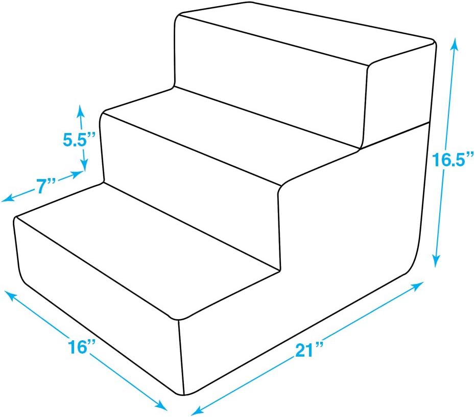 Best Pet Supplies Dog Stairs & Steps - Foam Steps for Small Dogs & Cats, Non-Slip Indoor Balanced Pet Step Support, Dog Ramp, No Assembly, Ash Gray Linen, 2-Step (12-inch Height)