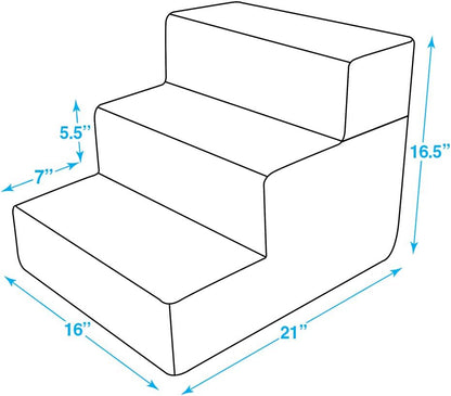 Best Pet Supplies Dog Stairs & Steps - Foam Steps for Small Dogs & Cats, Non-Slip Indoor Balanced Pet Step Support, Dog Ramp, No Assembly, Ash Gray Linen, 2-Step (12-inch Height)