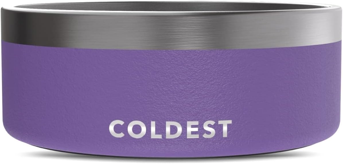 Coldest Dog Bowl - Anti Rust Metal, Non Slip, 3 Layers Insulated Stainless Steel Dog Bowls - Spill Proof & Heavy Duty - Water Bowl for Dogs, Cats & Pets, Dish Washer Safe (21 oz, Stealth Black)
