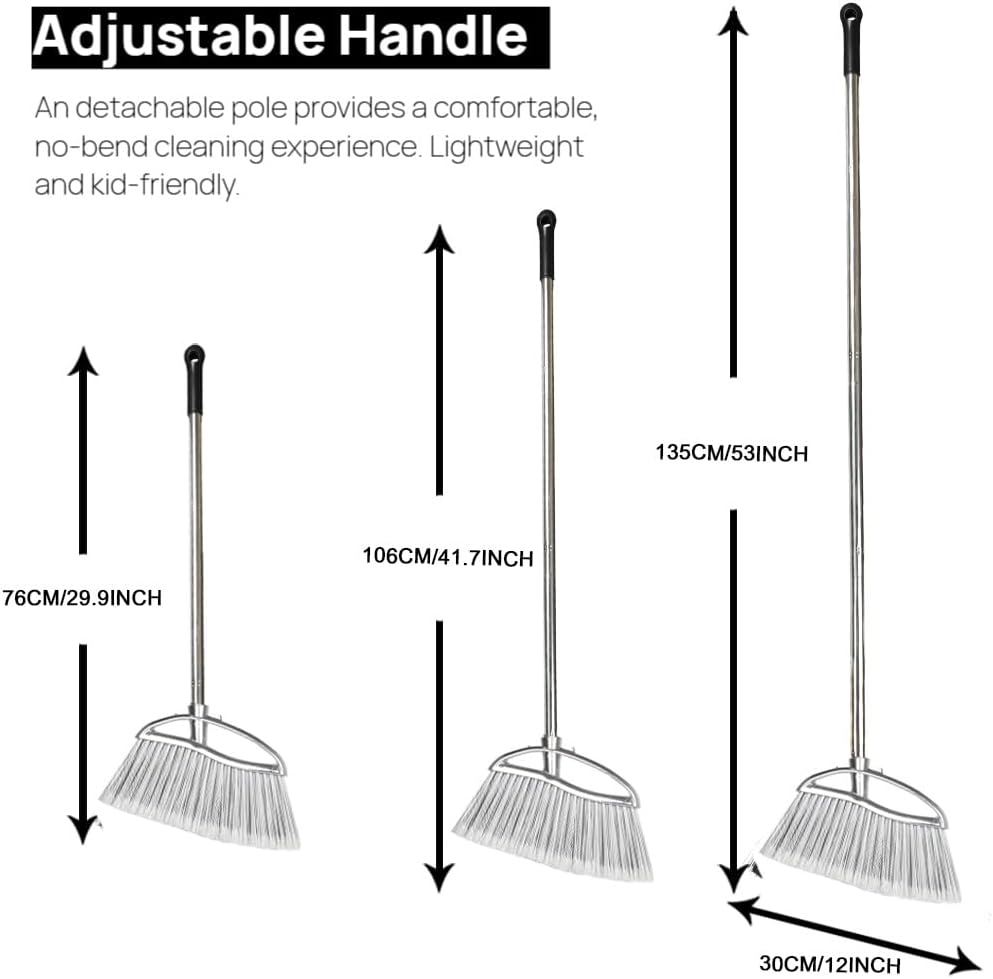 Indoor Soft Bristles Sweeping Broom,Long Handle Kitchen Angle Broom for Floor Cleaning Home Office Hardwood