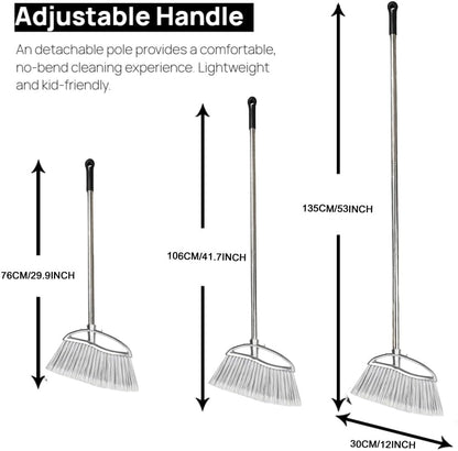 Indoor Soft Bristles Sweeping Broom,Long Handle Kitchen Angle Broom for Floor Cleaning Home Office Hardwood