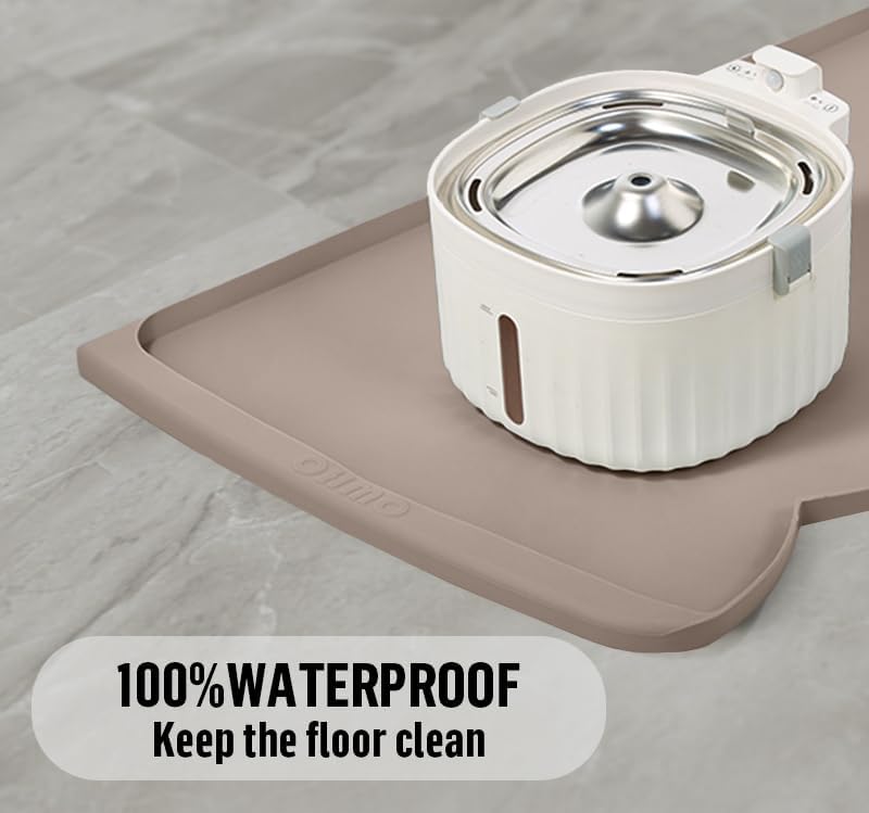 OHMO - Cat Food Mat, Silicone Pet Feeding Mat for Floor Non-Skid Waterproof Dog Water Bowl Tray, Easy to Clean Pet Placemat (Erythrinus, 18 * 9.8'')
