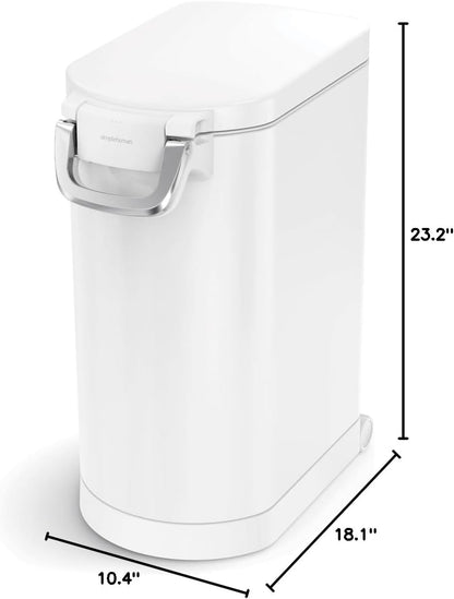 simplehuman Large Pet Food Storage Container, Holds 30-35 lb / 14-16 kg of Dry Dog Food, Cat Food, or Bird Seed, Airtight Lock-Tight Lid with Magnetic Scoop, BPA-Free, Brushed Stainless Steel