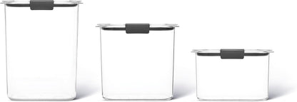 Rubbermaid Brilliance 16-Cup Airtight Food Storage Container with Lid Clear/Grey - optimal for pantry organization flour sugar and food storage