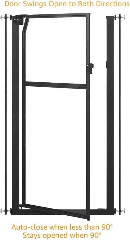 unipaws 56" Extra Tall Pet Gate, Clear Transparent Tall Cat Gate, 29.5-33.5" Wide No Drilling Pressure Mounted Dog Gate for Doorway, Hallway, Stairs, White